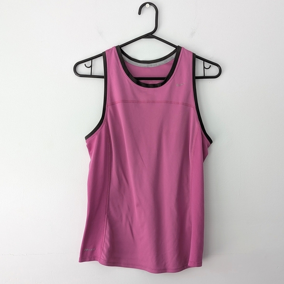 Nike Dri-fit Miler Running Training Pink Tank Top In Size M - Picture 1 of 8